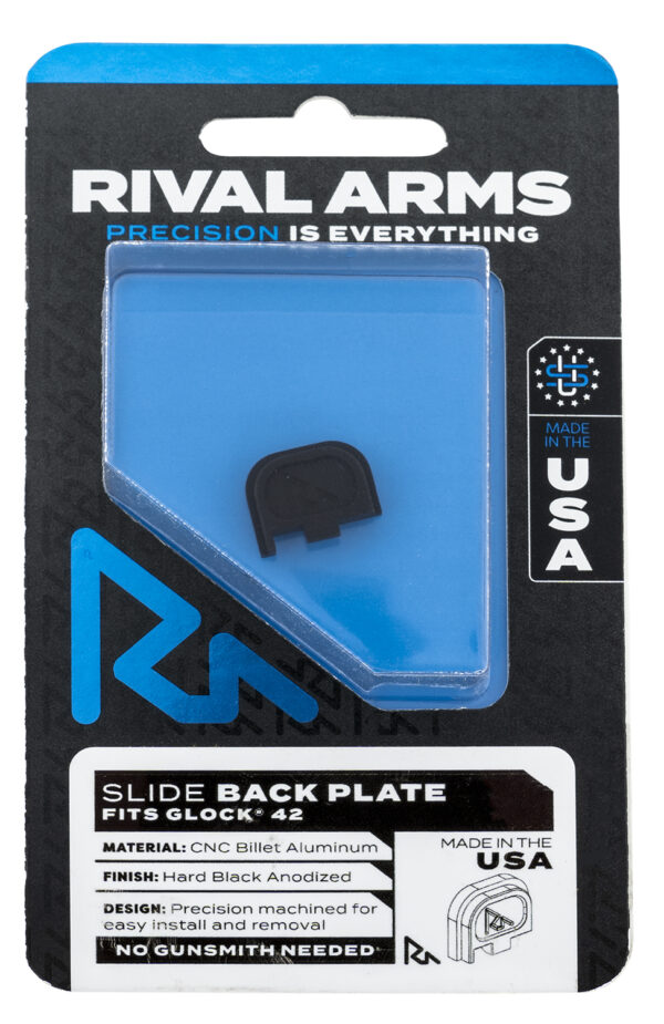Rival Arms RA43G003A Slide Back Cover Plate Single Stack Black Anodized Aluminum for Glock 42