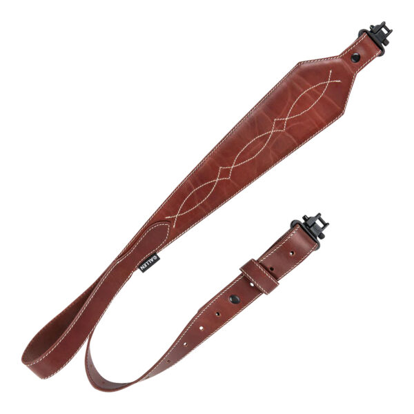 Heritage Cases 8508 Western Scallop Rifle Sling w/Swivels, Brown Leather, Adjustable Length 28" to 35", 3" Wide