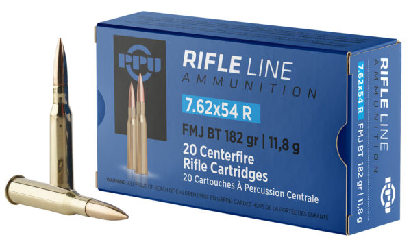 PPU PP76254F Metric Rifle 7.62x54mmR 182gr Full Metal Jacket Boat Tail 20 Per Box/10 Case