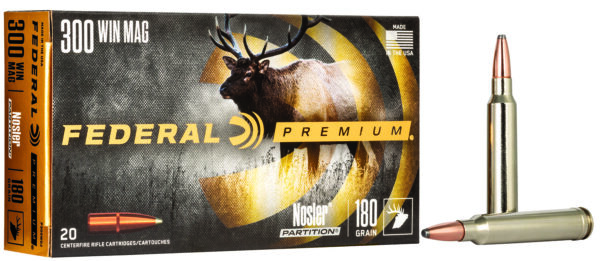 Federal P300WD2 Premium 300WinMag 180gr Nosler Partition 20 Per Box/10 Case