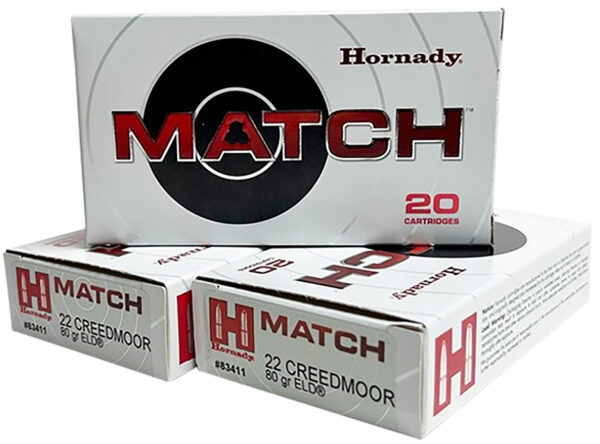 Hornady 83411 Match 22Creedmoor 80gr Extremely Low Drag-Match 20 Per Box/10 Case