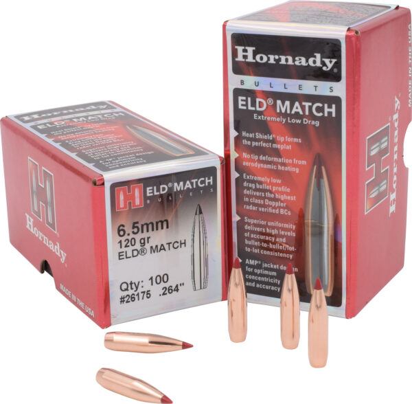 Hornady 26175 ELD Match 6.5mm .264 120 gr Extremely Low Drag Match 100 Per Box/ 25 Case